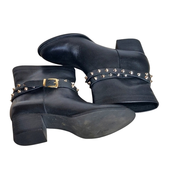 Matisse Biker Black Buttery Soft Leather Spike Studded and Buckle Ankle Boots - Picture 10 of 15